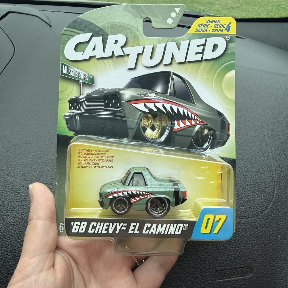 Car Tuned 68’ Chevy El Camino Army Green ERROR With Tires Black And Chrome Rims